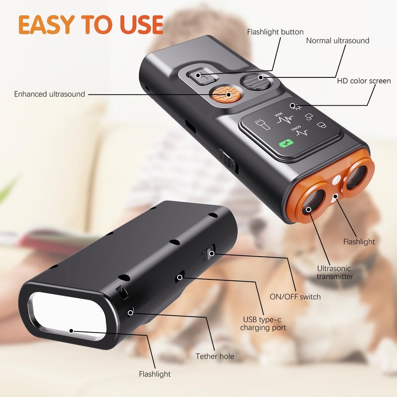 warmow Dog Bark Deterrent Devices, Ultrasonic Anti Barking Device for Dogs Can Stop Bad Behavior, Portable Dog Training Device, with HD Display and LED Flashlight, No Need Yell Or Swat, Just Point to A Dog - Image 5